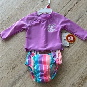 NEW 🆕 Purple Kids Swim Set rashguard and swimming diaper 6-12 months